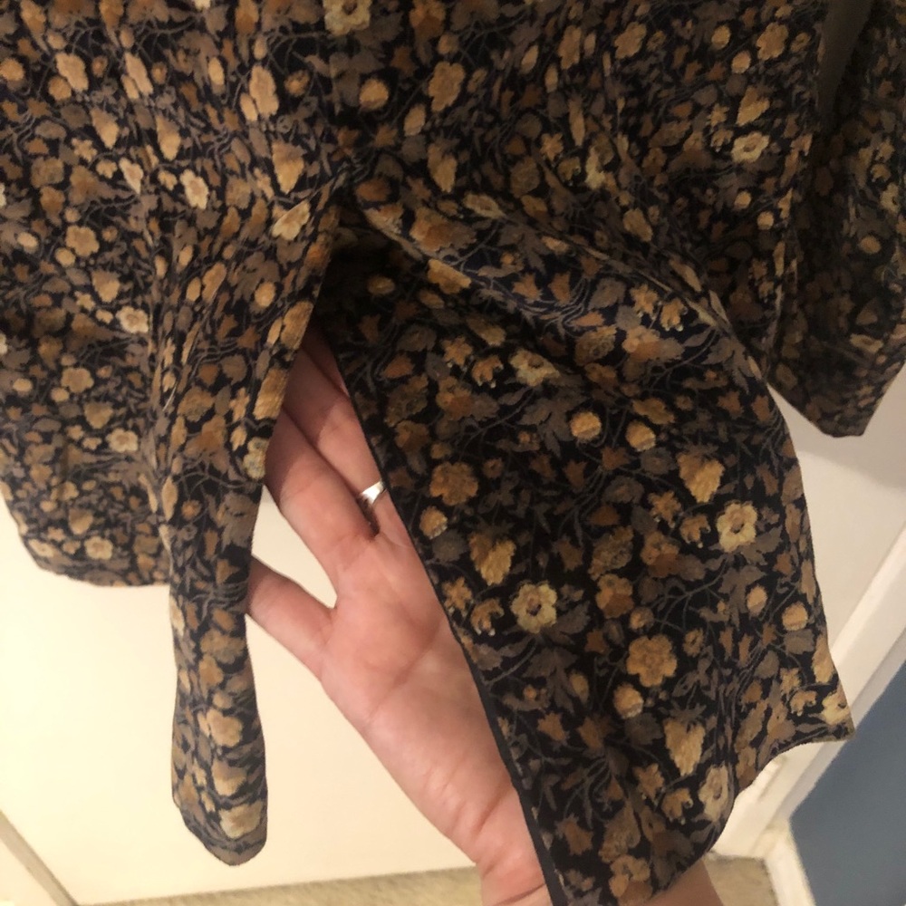 Vintage 70s Black Velvet Blazer Brown Dark Floral Jacquard Boho whimsigoth fall - Picture 8 of 9